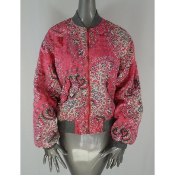NWT Free People Pink Floral Bomber Jacket XS - Picture 3 of 6